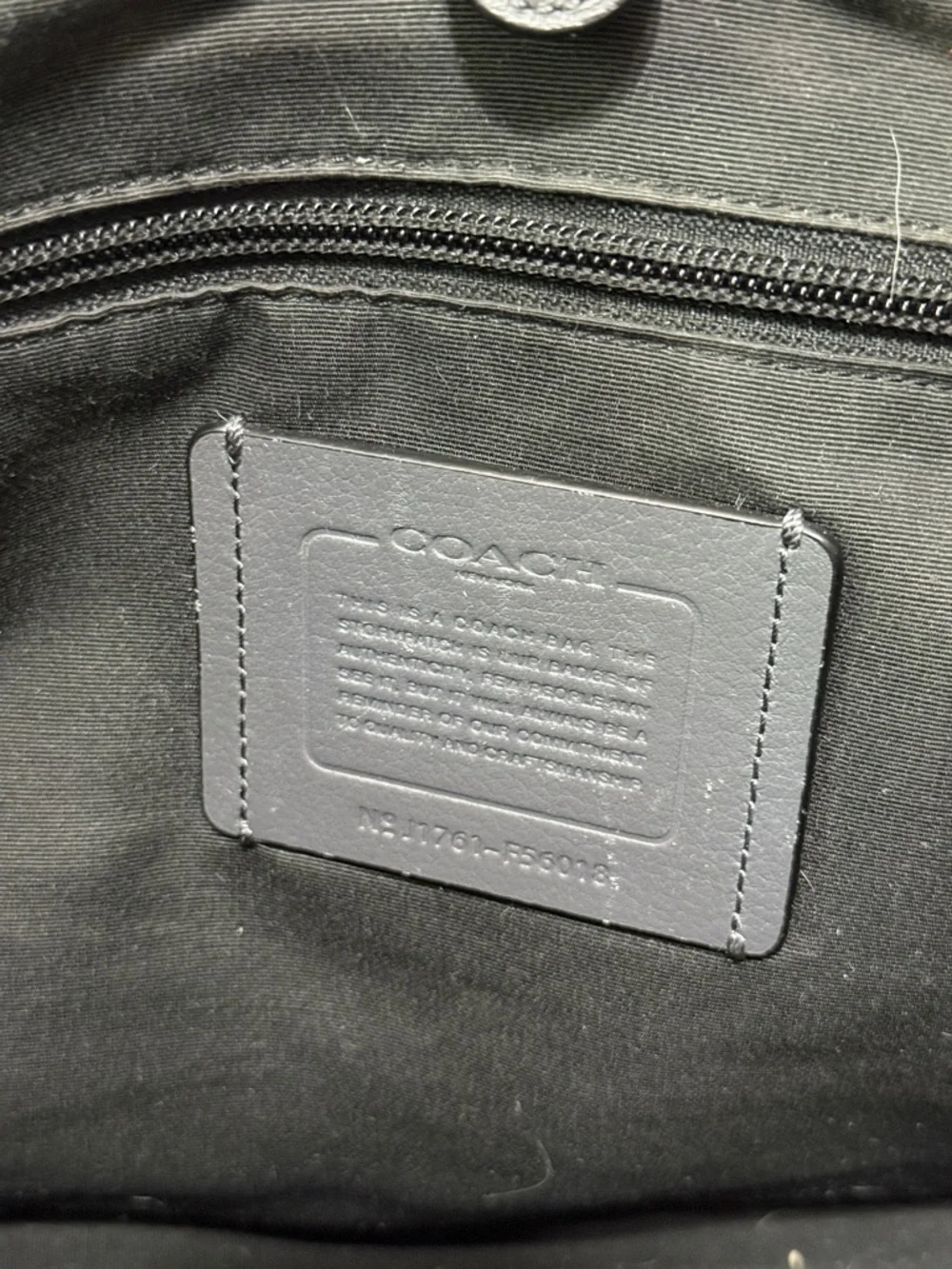Coach Gray Leather Brief Bag with Blue Trim